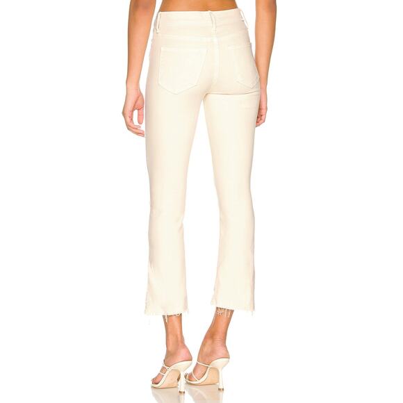 Mother The Insider Crop Step Fray Size 26 Chalk Cream Jeans Lightweight Neutral - Picture 7 of 16